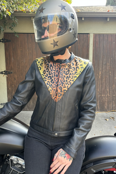 ONE OFF: VOLTAGE Leopard Leather Jacket – STELLAR Moto Brand