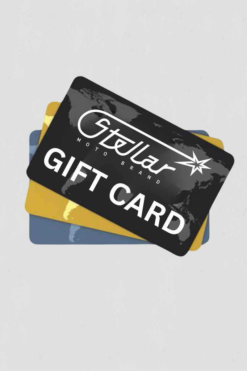 Stellar gift card with a black background and visible brand logo on a light gray background