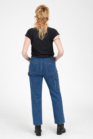 Back view of Stellar Moto Brand UTOPIA Utility Dyneema armored biker jeans for women