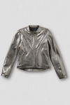 Silver metallic jacket on a light gray background