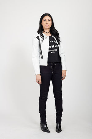 STARFIELD MX Armored Leather Jacket WHITE/BLACK
