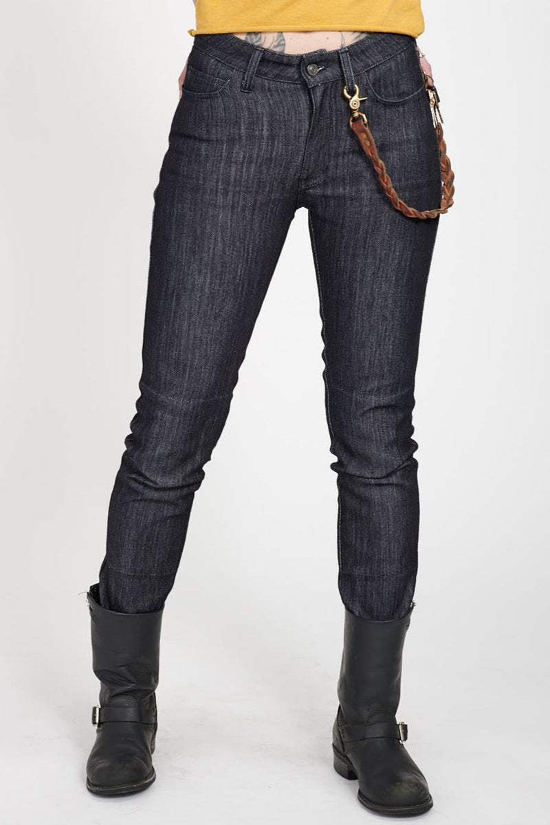 High Rise Vegan Leather Vintage Slim Jeans