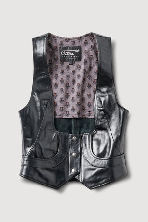 Stellar, Moto, quality, road safe,  biker culture, Venus leather vest, corset, pockets, craftsmanship, leather, motorcycle, stellar, moto, retro, shine, cow hide, soft, flexible, protector, recycle, visor,  functional fashion, ride, biker, safe,