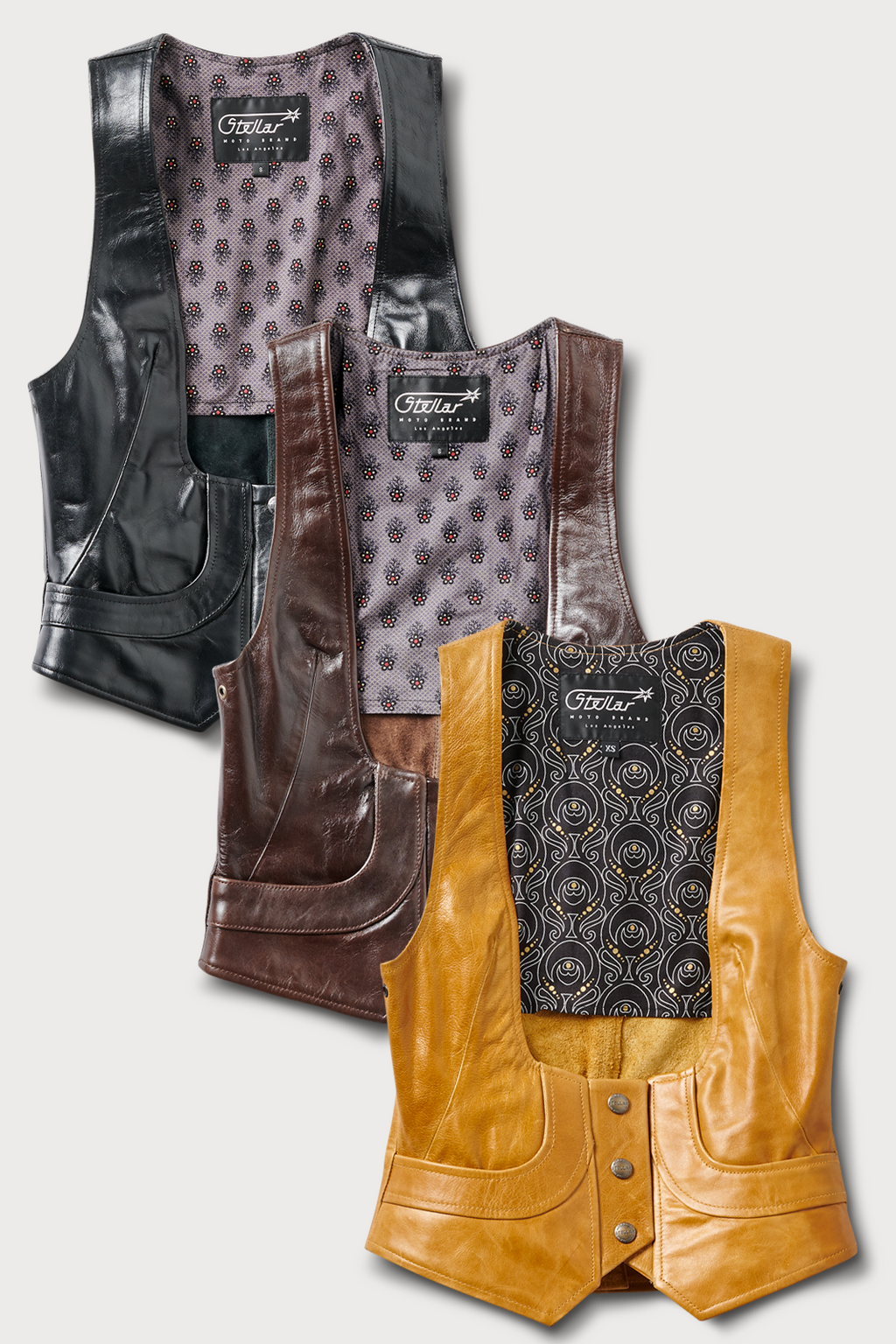 Stellar, Moto, quality, road safe,  biker culture, Venus leather vest, corset, pockets, craftsmanship, leather, motorcycle, stellar, moto, retro, shine, cow hide, soft, flexible, protector, recycle, visor,  functional fashion, ride, biker, safe,