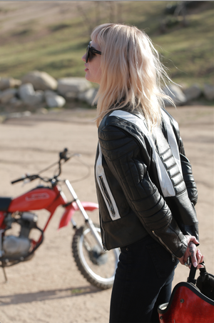 STARFIELD MX Armored Leather Jacket BLACK/WHITE STELLAR Moto Brand STARFIELD MX Armored Leather Jacket BLACK/WHITE STELLAR Moto Brand