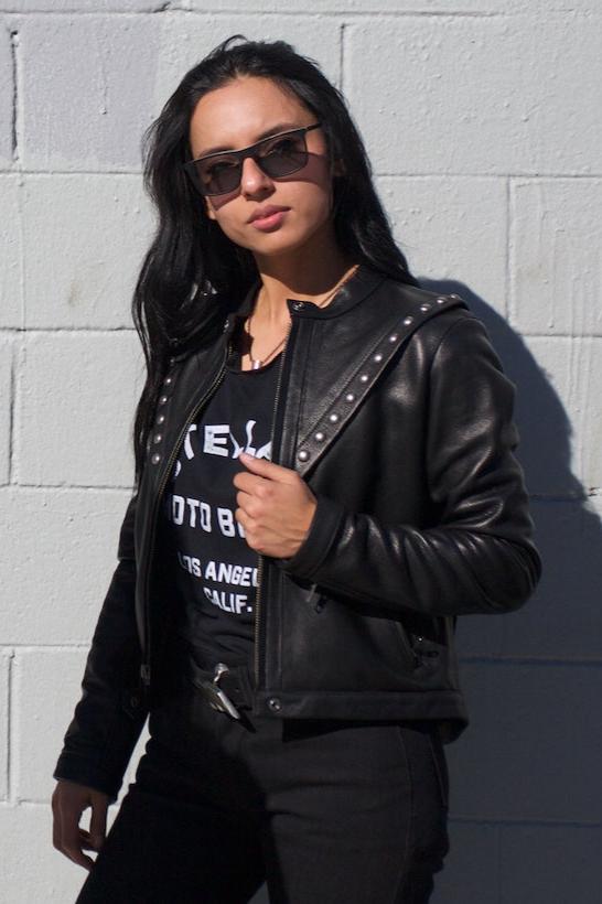 Protective leather jacket top
