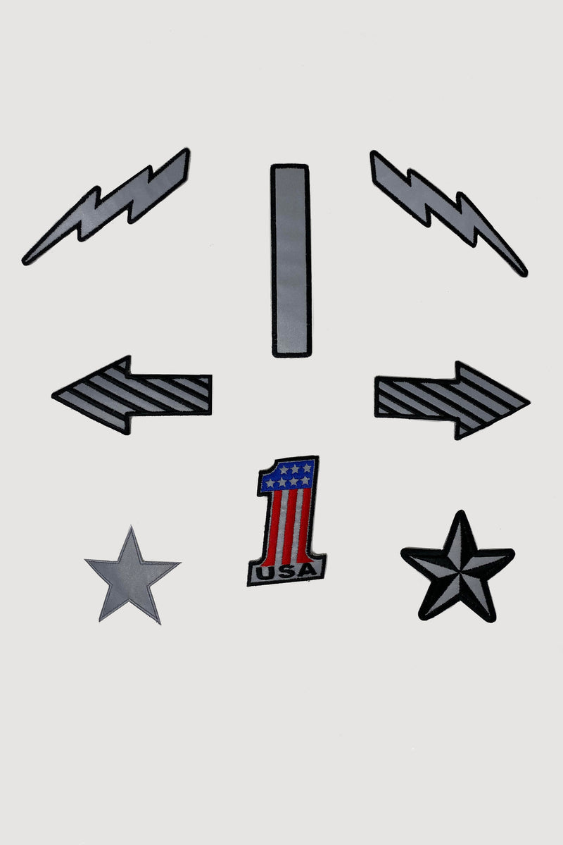 stars, reflective, helmet, 3M Scotchlite , vinyl, DOT, patches, quality, road safe, motorcycle, stellar, moto, retro, shine, hearts