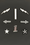 stars, reflective, helmet, 3M Scotchlite , vinyl, DOT, patches, quality, road safe, motorcycle, stellar, moto, retro, shine, hearts