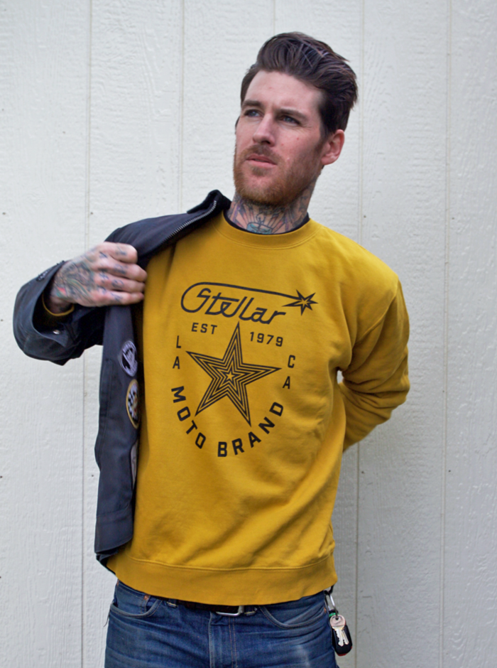 Stellar, Moto, functional art, moto gear, MOTO rally t-shirt, neckline, cotton, vintage, short sleeve, protective wear, functional fashion, motorcycle, shirt, tee, retro, fashion,  soft, airflow, resistant, strong, Starshield Ringer Tee, STAR SHIELD Sweatshirt SS, cotton