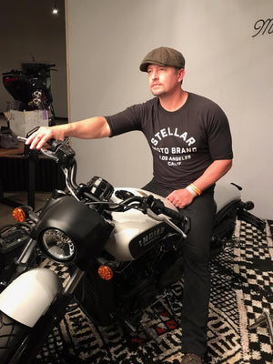 Stellar, Moto, functional art, moto gear, MOTO rally t-shirt, neckline, cotton, vintage, short sleeve, protective wear, functional fashion, motorcycle, shirt, tee, retro, fashion,  soft, airflow, resistant, strong, track day shirt